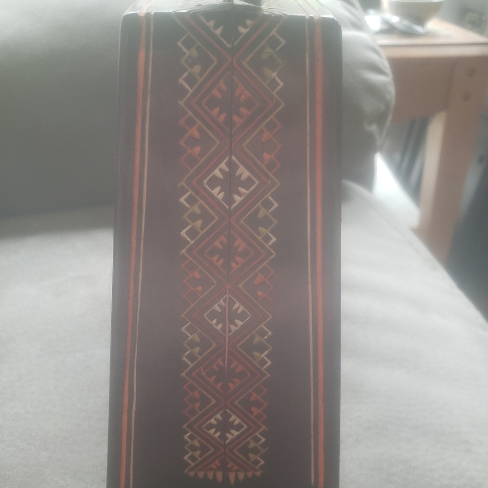 Artisan Geometric Patterned Brown Handbag - image 4